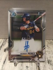 2021 Bowman Chrome 1st Hedbert Perez Base Auto Brewers ROOKIE RC Autograph C1