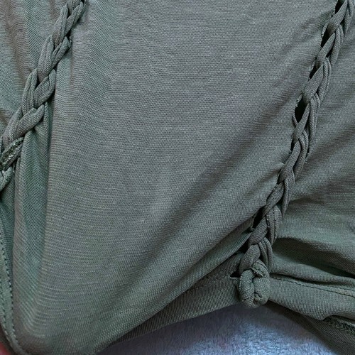 T-shirt Free People Moonlit Midi taglia XS esercito intrecciata manica corta casual - Foto 8 di 12