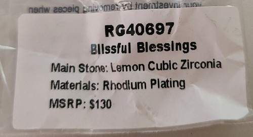 Bomb Party RG40697 "Blissful Blessings" Lemon CZ Rhodium Size 6 - Picture 3 of 3