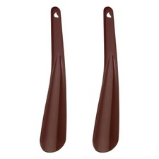 2pcs Shoe Horn 7.9" Plastic Curved Spoon Shoe Helper Shoehorns, Brown