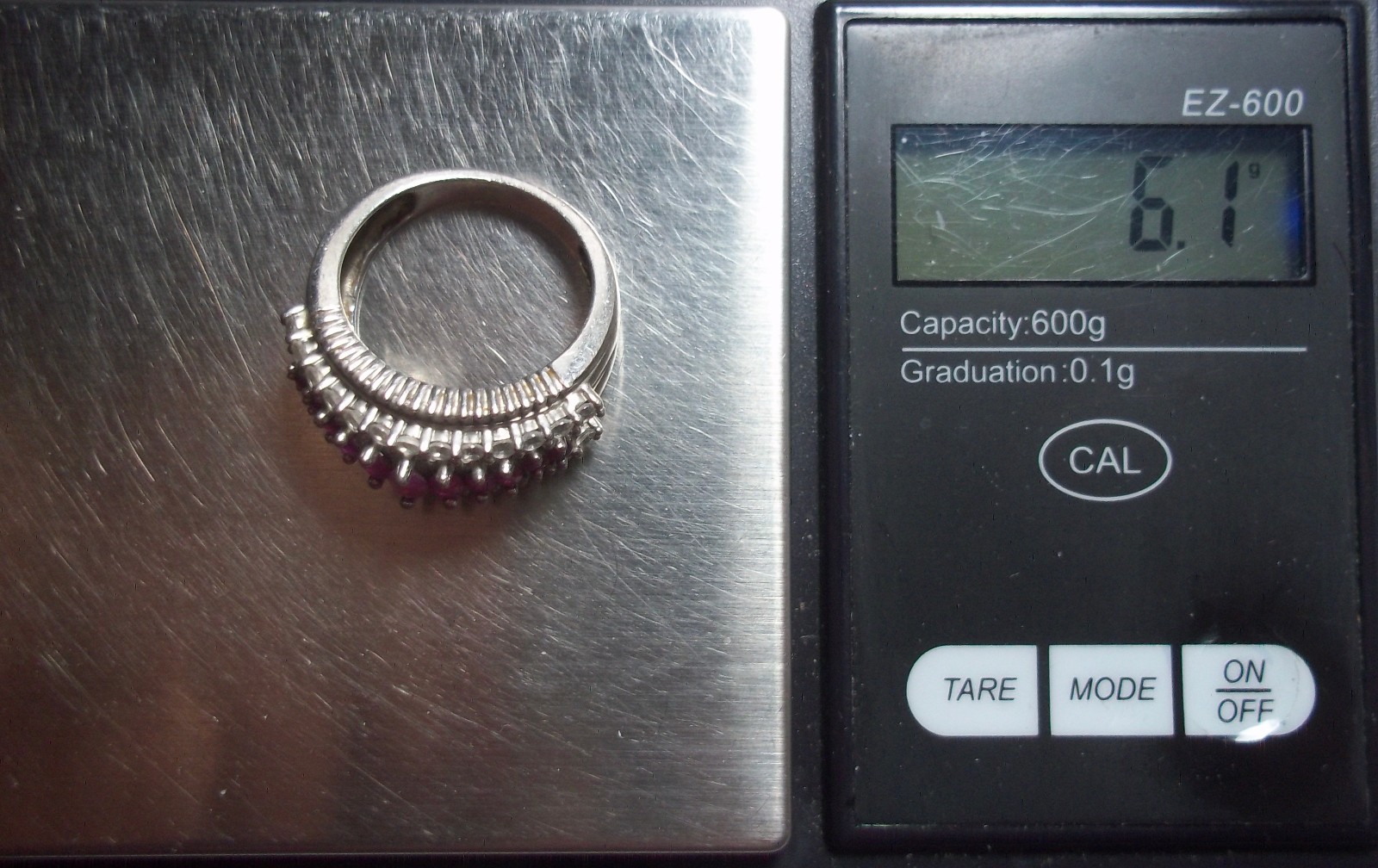 STERLING SILVER - SIMULATED RUBY RING - SIZE 7 - image 6