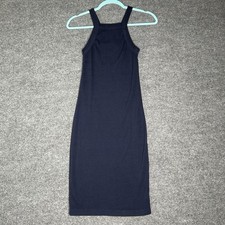 Stateside Ribbed High Neck Midi Dress Size Xs Navy Blue