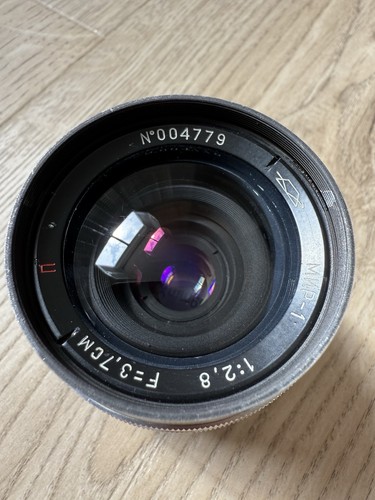 KMZ RED "P" MIR-1 F/2.8 37 mm SILVER RARE EARLY edition S/N 004779 - Picture 3 of 13