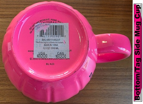 Starbucks Fall 2023 Neon Hot Pink Pumpkin Halloween 12 Oz Mug Cup Great Shape - Picture 8 of 9