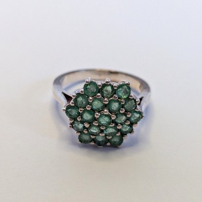 Silberring grüner Smaragd Steine 925 Sterling Silber gestempelt Ringgröße Q 4,4 g