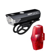 CatEye AMPP 200 Front & ViZ 100 Rear Bike Light Set – USB Rechargeable, 100 Lume