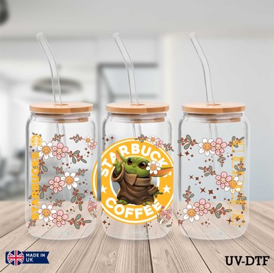 Baby Yoda UV DTF Aufkleber - 16 Unzen Libbey Dose Glasfolie yd509