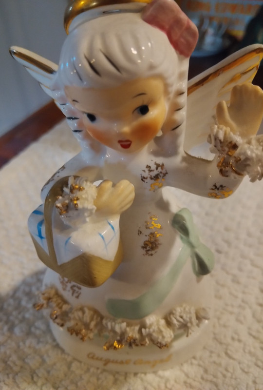 VTG *SIGNED*~ Napco AUGUST Angel GIRL Figurine 1956 A1368 SPAGHETTI MINT! Japan