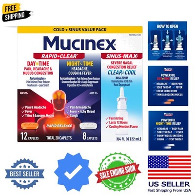 Rapid+Clear Maximum Strength Day & Night Cold and Flu Medicine for Adults 20 ...