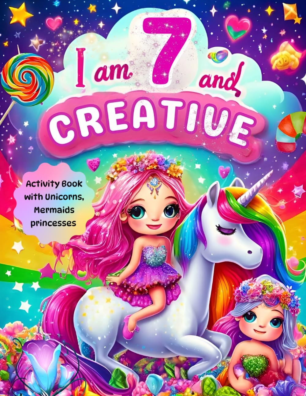 Gifts for 7 Year Old Girls : I Am 7 and Creative : Activity Book with Unicorns,