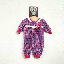 Vintage Holiday Baby Healthtex Pink Plaid Romper Pajamas Size 3-6 Months USA