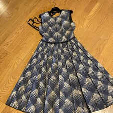 Marc Jacobs Wool Silk Sleeveless Docking Dress Pleated Beige/Gray/Black Size L