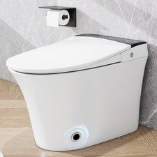 Smart Toilet w/Heated Seat,Foot Sensor Flush,Blue Night Light,Power-Outage Flush