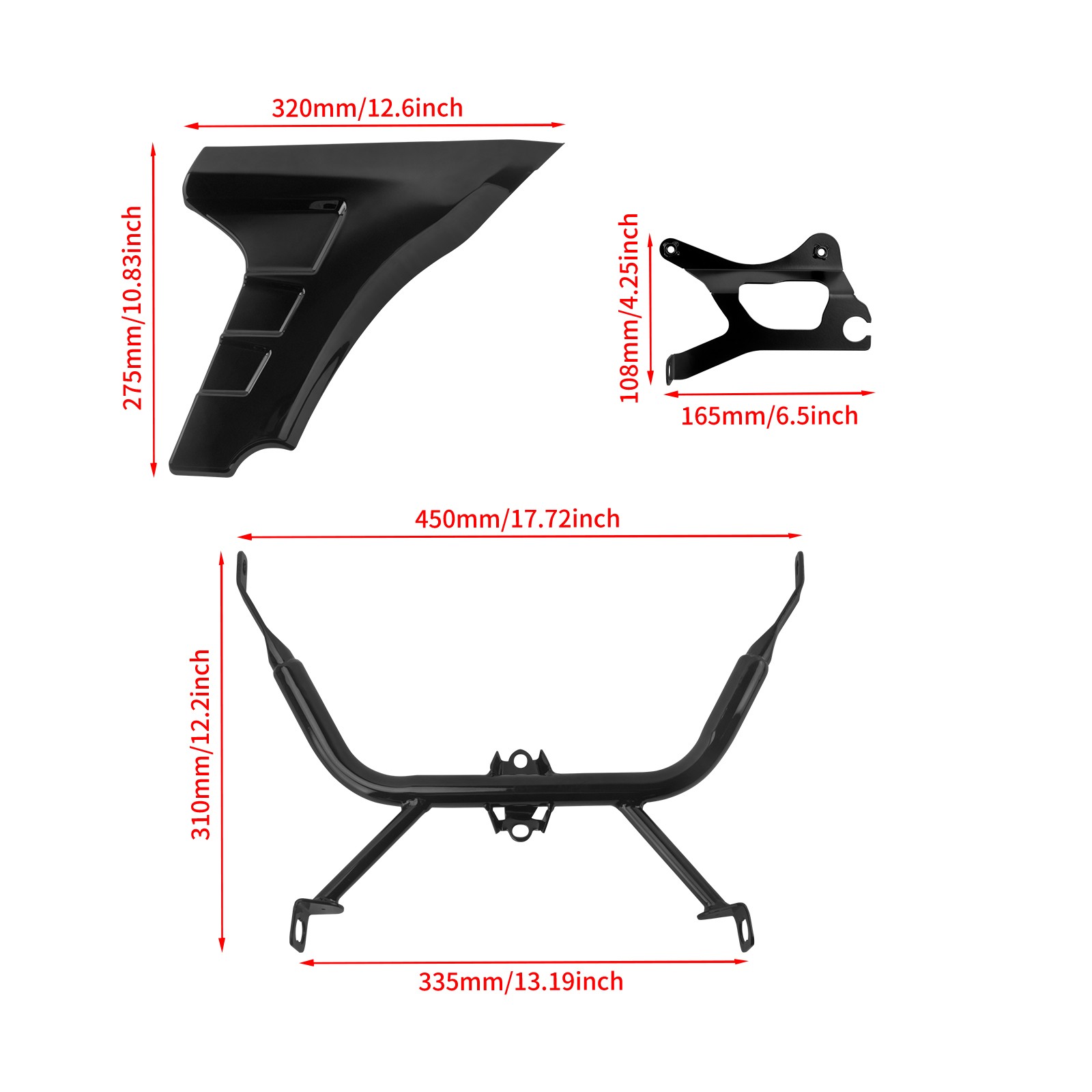 Unpainted Side Fairing Spoiler Cover Support Bracket Proctor For Harley FLTRXSE