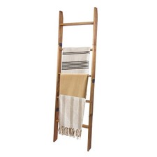 Blanket Ladder, 5-Tier Wooden Quilt Stand, Walnut Foldable - 5 Tier