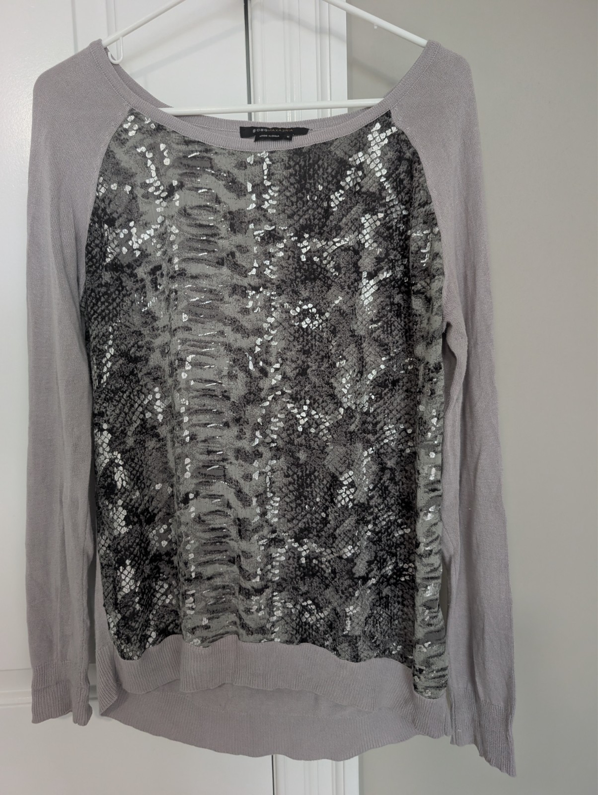 Rare BCBGMAXAZRIA Sequin Python Print Long Sleeve… - image 1