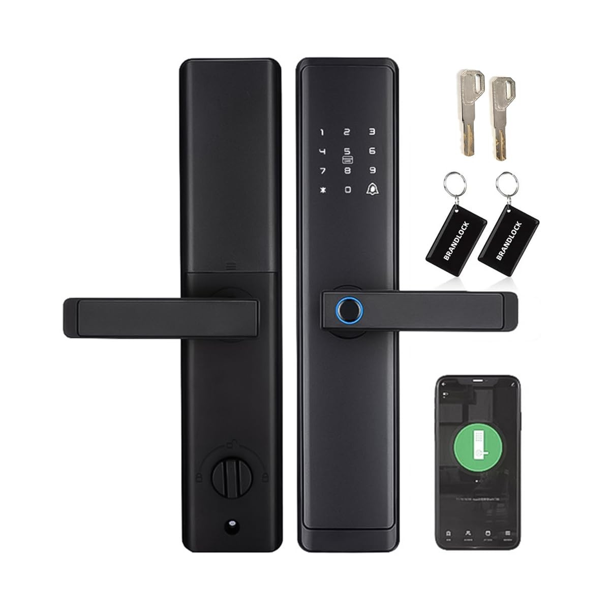 Smart Keyless Entry WiFi Door Lock with Handle Tuya APP Control Fingerprint