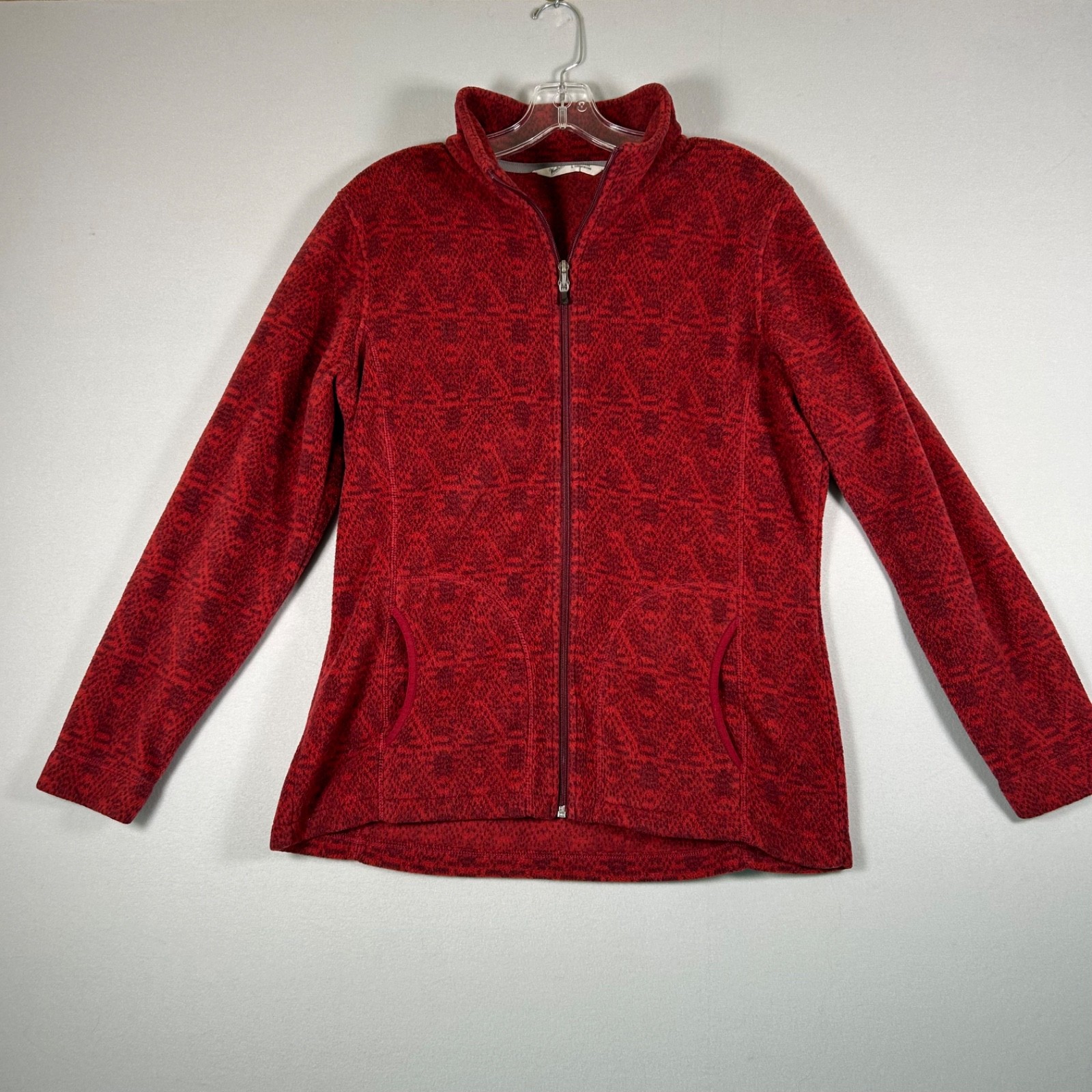 Woolrich Women’s Red Full Zip Fleece Jacket Size Large Soft Cozy Outdoor