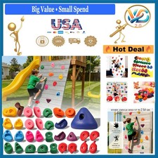 Kids 32 PCS Colorful Rock Climbing Holds Wall Kit Indoor Outdoor