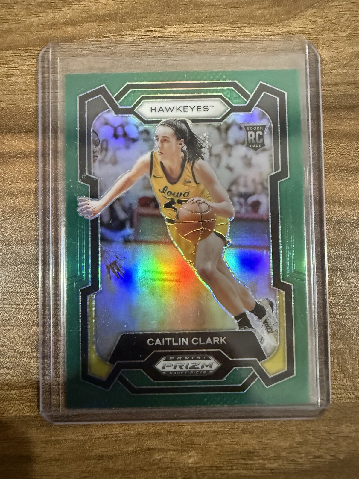 2024 Panini Prizm Draft Picks Caitlin Clark Green Prizm Rookie Card #57