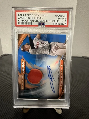 2024 Topps Pro Debut Jackson Holliday Auto Relic Blue /150 PSA 8