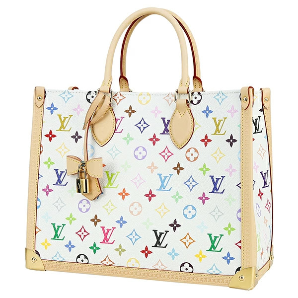 Louis Vuitton Monogram Multicolor M13079 Tote Canvas White Gold Beige #ACB948