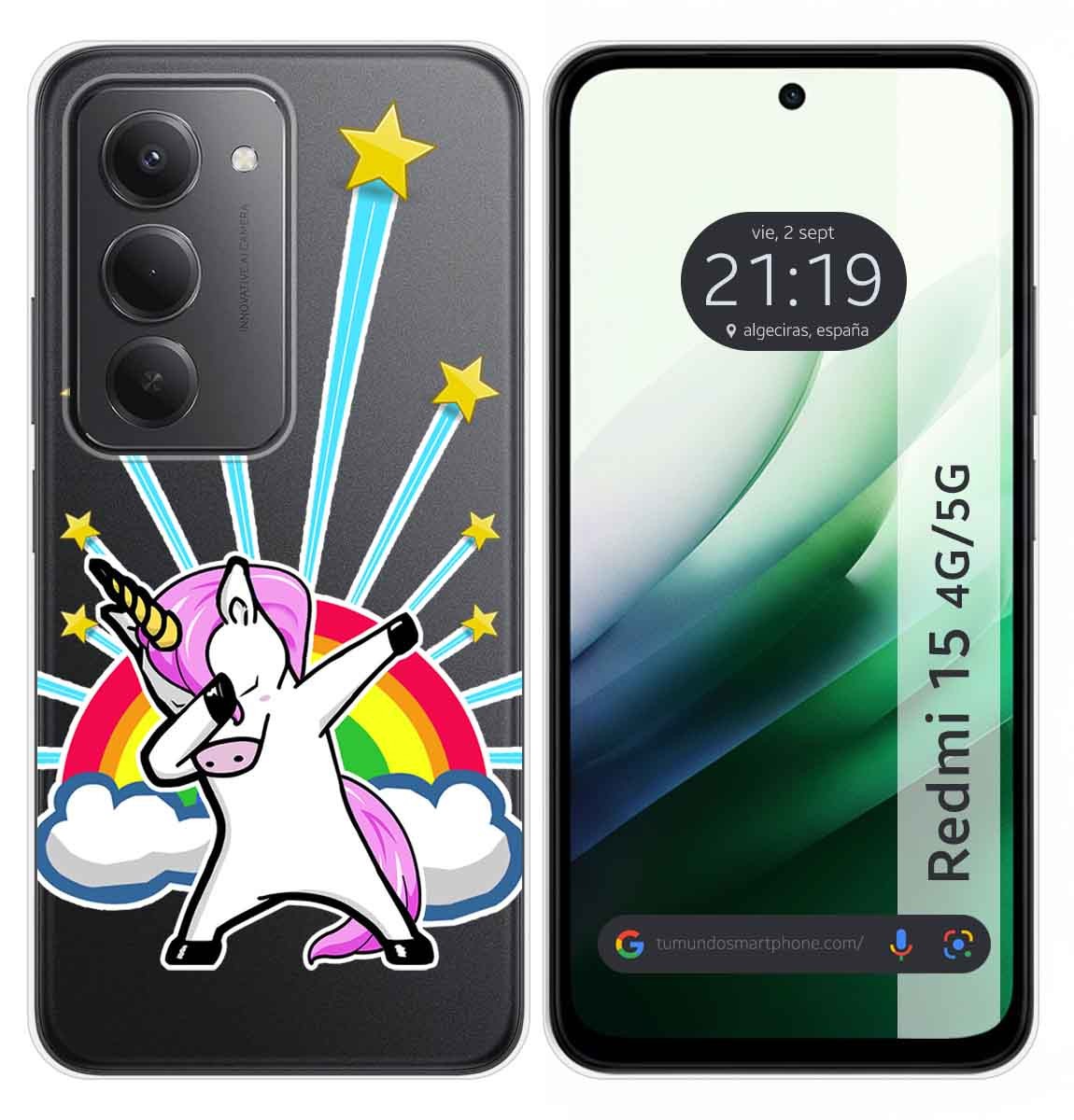 Cover Silicone Trasparente per Xiaomi Redmi 15 4G/5G Disegno Unicorno Disegno