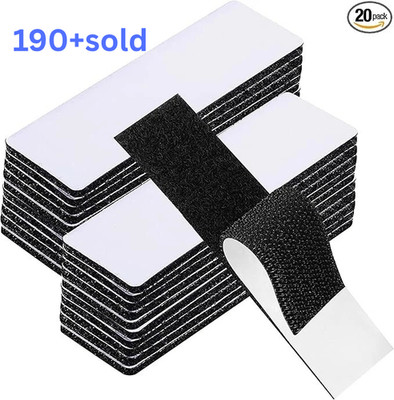 20 Sets Heavy Duty Hook & Loop Adhesive Strips 1x4  Black Sticky Back Fastener