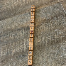 Wooden Welcome Friends Sign Heart Hand made Cottage Folk Art Country