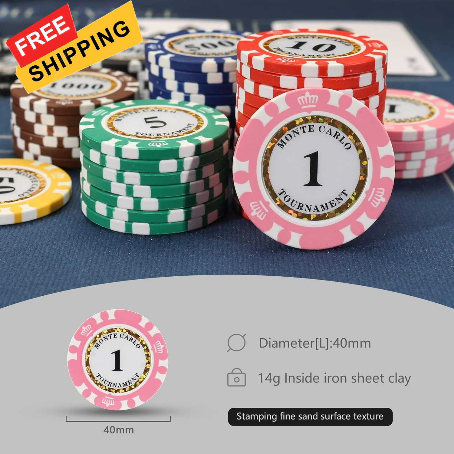 125pcs Clay Poker Chips Denominations 13.5 Gram Blacakjack Casino Chips... 