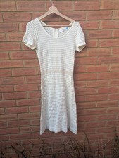 Anthropologie Sparrow Gilt Grid Ivory Gold Sweater Dress Size small wool mohair