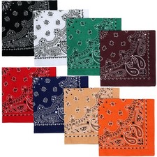 8 Pack Cotton Bandanas for Women Men Headband Head Scarf 21 Inch Classic Col...