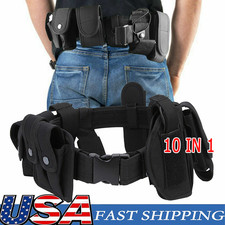 Black Tactical Nylon police Security Guard Duty Belt Utility Kit System w/ Pouch