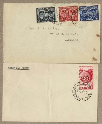 Australia 1945 Gloucester 1955 Rotary FDC Postmark Parliament House Canberra ACT