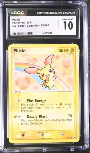 CGC 10 GEM MINT Plusle 2004 EX Hidden Legends 69/101 Pokemon Card