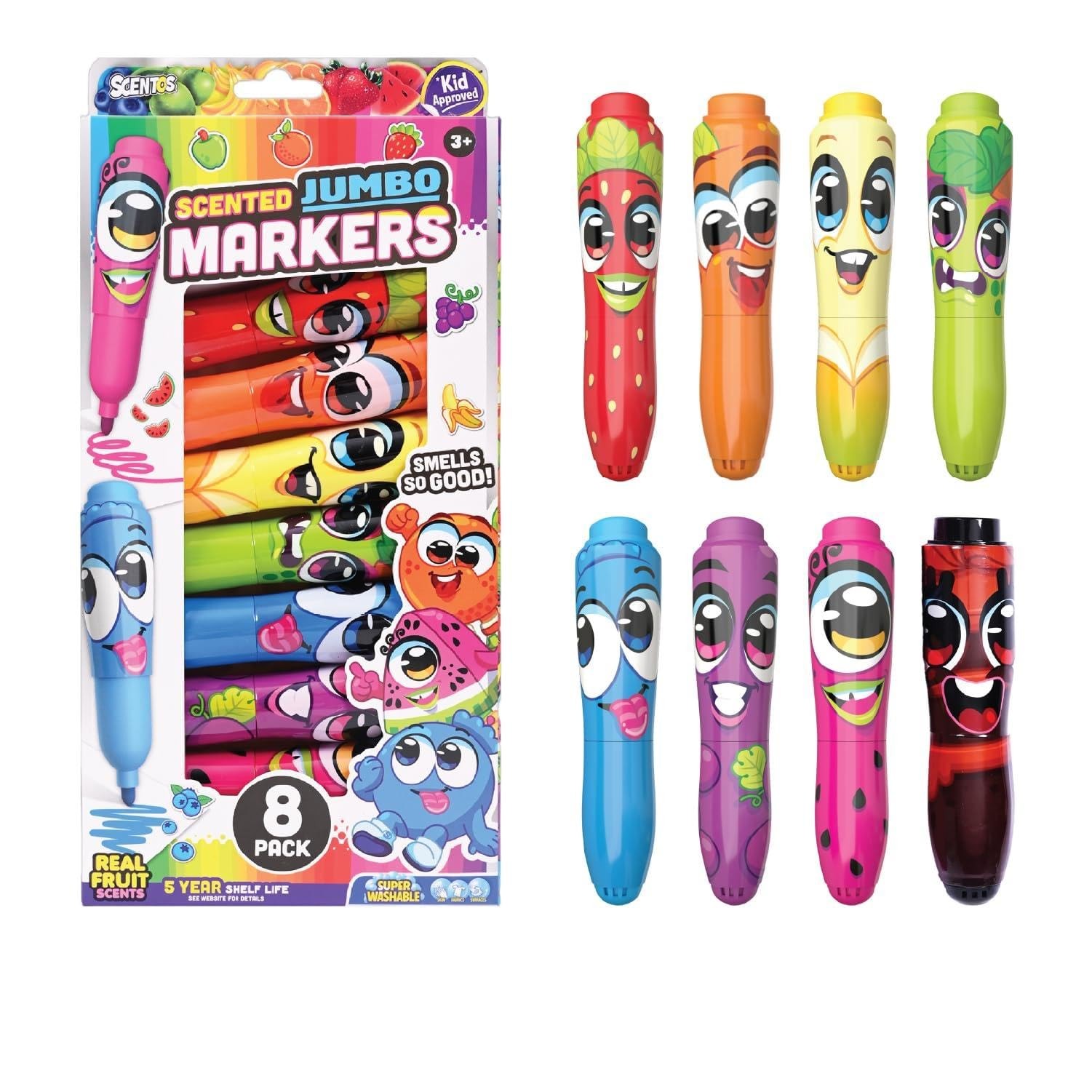 For Kids, 8 Pack Fruit Scented Washable Markers, Non To...