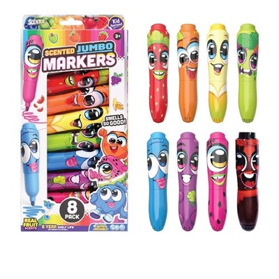 Jumbo Scented Markers for Kids, 8 Pack Fruit Scented Washable Markers, Non To...