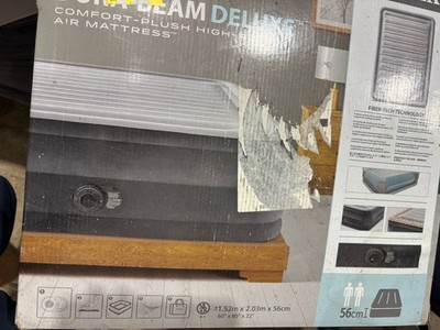Intex Dura-Beam Deluxe Luftmatratze 152x203x56 cm Grau mit integrierter Pumpe
