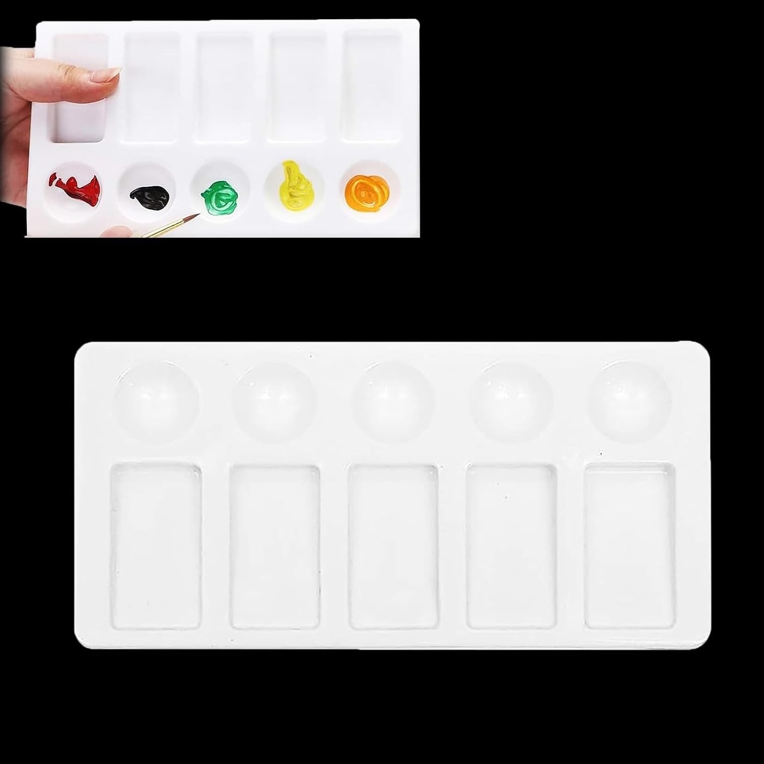 Watercolor Paint Palette with 10 Wells - Wet Mixing Palette Flat Tray - Rectang