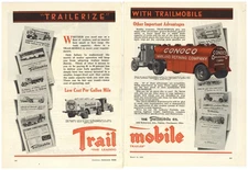 1930 Trailmobile Trailers of Cincinnati 2 Separate Pg. Ad: CONOCO Marland Tanker