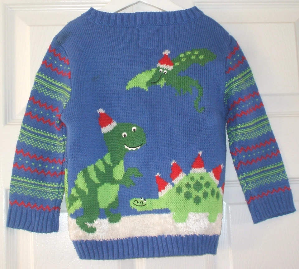 Bebé Niño Azul y Multi NAVIDAD/DINOSAURIO Jersey de George, Edad 12-18 Meses Foto 2 de 2