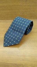 HERMES Tie Navy Plaid Used