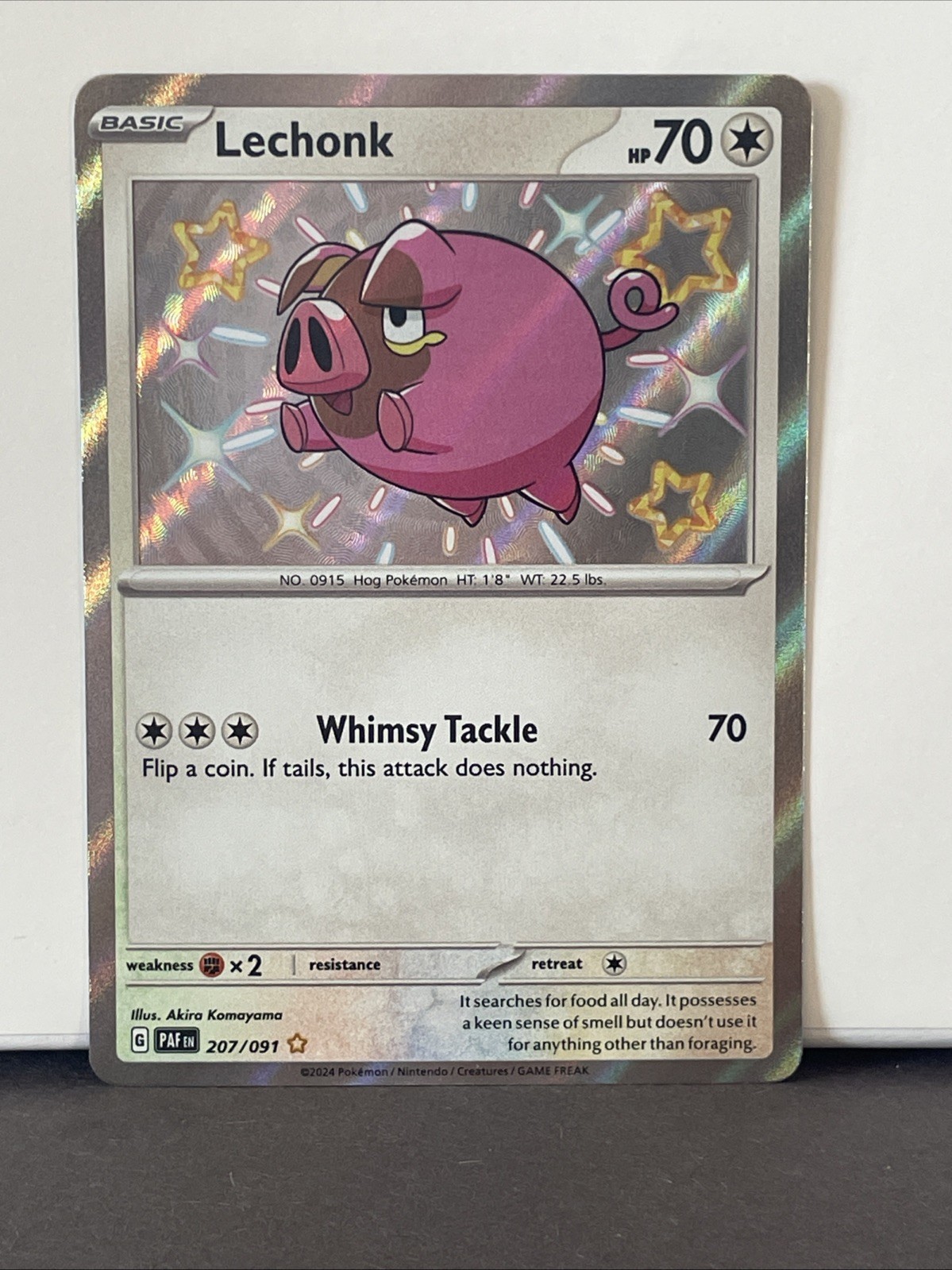 Lechonk 207/091 Paldean Fates Holo Baby Shiny Pokemon TCG Card