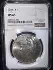 1925 Philadelphia Peace Silver Dollar NGC MS 63