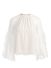 Alice + Olivia Delia Ruffled Tunic Top in Off White - Size M