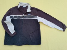 Vintage Reebok Boys Large Brown Navy Cream Colorblock Zip Up Sweatshirt 90s Y2K