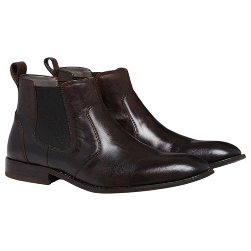 Mens Julius Marlow Harry Brown Oily Leather Boots Pull On Leather Shoes - Picture 2 of 5