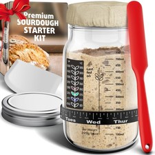 Ultimate Sourdough Starter Jar Kit 31.8 oz - Reusable for Transparent