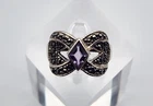 Chapal Zenray Vintage Sterling Silver Amethyst Marcasite Ring Size 8.25