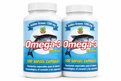 Omega 3 Capsulas de Alta Potencia. Set de 2 frascos con 100 capsulas c/u.